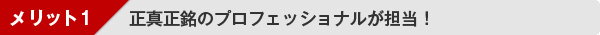 メリット１：正真正銘のプロフェッショナルが担当！